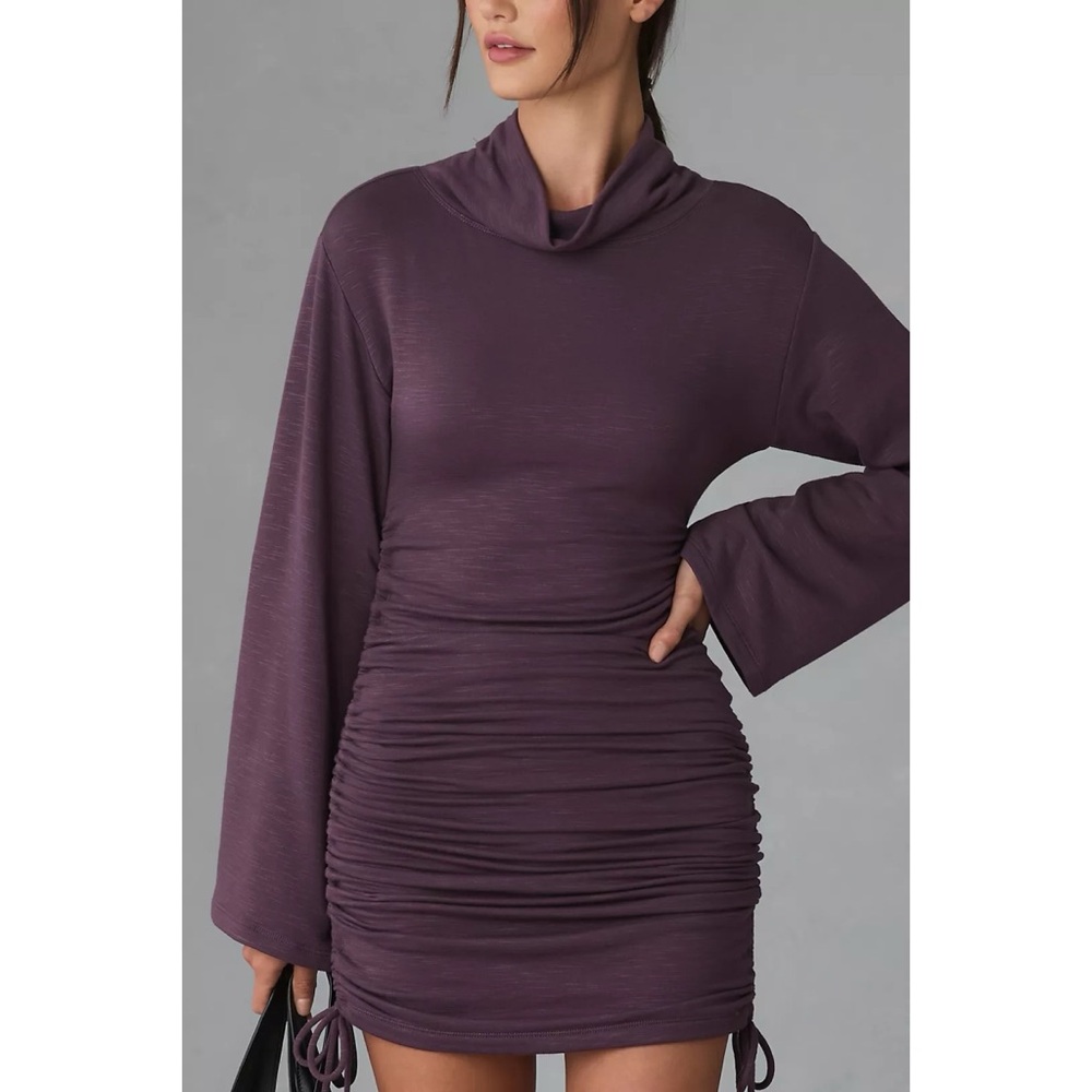 Anthropologie Daily Practice Long-Sleeve Ruched Mini Dress XS